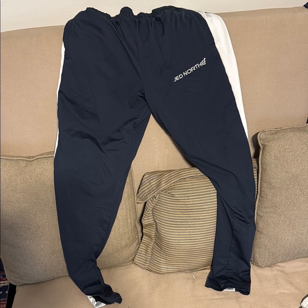 Jed North Navy Track Pants with White Stripes